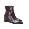 Botines de Tacón Alto Versátiles Estilo Chanel para Mujer, Tacón de Cuña, Punta Fina, Cierre Trasero, Botines de Tobillo de Moda Ajustados, Botas Adelgazantes para Mujer
