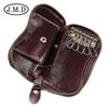 Jiameda Bolsa de Chave de Couro Genuíno Vintage Camada Superior Couro Bovino Multifuncional Porta-Cartões Múltiplos Porta-Moedas Carteira
