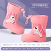 Botas de Lluvia para Niños con Forro de Felpa, Diseño de Dibujos Animados, Suela Suave Antideslizante, Caña Corta, para Niñas y Niños Pequeños