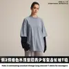 Fábrica de Fonte de Moda Masculina Estilo Corrente Novo Produto Primavera 2026 Falso de 2 Peças Manga Longa Desgastada Bloco de Cores Retro Camiseta 100% Algodão para Homens.