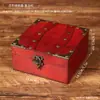 Cofre del Tesoro Antiguo de Estilo Chino Nuevo con Cerradura Caja de Almacenamiento de Joyería de Madera Caja de Embalaje Retro Caja de Atrezo para Rodajes de Cine y Televisión