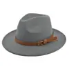 Sombrero Jazz Retro Cinturón de Gamuza Fedora de Lana Sombrero Vaquero Vintage Fieltro Falso de Lana Sombrero de Ala Plana Bf150