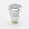 Interruptor de Botón Metálico 19mm Cabeza Plana Marca de Encendido con Luz Restablecimiento Impermeable Interruptor de Botón Metálico