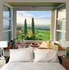 Fondo de Celebridad de Internet Ventanas Estilo ins Colgante de Tela Pared de Dormitorio Decoración de Cabecera de Dormitorio Pared de Habitación Lienzo Simple