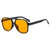 Gafas de Sol Vintage Marrones de Corea del Sur para Hombre, Doble Barra, Montura Grande, Cuadradas, INS, Leopardo Amarillo, Gafas de Sol Fotográficas de Calle
