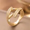 Anillo de Zirconia Micropavimentada Nuevo Transfronterizo Celebridad de Internet para Mujer, Anillo de Dedo Índice de Lujo Ligero de Moda de Gama Alta para Mujer con Apertura Ajustable