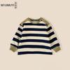 Sudadera Rayada de Algodón Puro para Niños 2025 Invierno Nueva Estilo Coreano Manga Larga Ropa de Invierno para Niños y Niñas Cálida con Forro de Felpa Moderna
