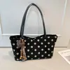 2026 Nuevo Bolso de Mano de Lino con Lunares de un Solo Hombro Bolso Boston Bolso Cruzado para el Trabajo Bolso Almohada Bolso Baguette de Lona para Mujer