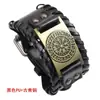 Pulsera Vikinga Pirata de Cuero Tejido Retro con Brújula para Hombre, Joyería Nueva Transfronteriza Nórdica