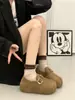 Botas de pele estilo Birkenstock, com sola grossa, que aumentam a altura, forradas com fleece, totalmente fechadas, para mulheres, novas botas de neve quentes de inverno 2026, sapatos de algodão