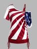 AliExpress Amazon Correa de Hombro Bandera Camiseta de Manga Corta 2 Ropa de Mujer de Dos Piezas
