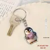 Nuevo Llavero Colgante Anillo Pingüino Pequeño Corazón de Material Acrílico Plano 2D Transfronterizo