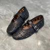 Sandálias para Mulheres Novo Estilo Sapatos Rasteirinhas de Couro Genuíno com Strass Recorte Buraco Sapatos Rasteiros Sapatos Mary Jane para Mulheres
