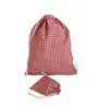 Bolsa de poliéster a cuadros rojos y blancos con cordón, Bolsa de almacenamiento para regalos de Navidad de poliéster, Bolsa para el polvo, Bolsa de tela para zapatos
