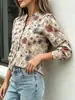 Artículo Más Vendido en Amazon y Aliexpress: Camisa Elegante para Mujer Estilo Vacacional, Cuello en V, Estampado Floral, Holgada, Manga Larga, Tallas Grandes