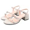 Sandalias de Moda Teahoo para Niñas con Tacón Grueso, Puntera Cuadrada y Redonda, Doble Correa, Hebilla con Pedrería en Forma de Corazón, Lindas Sandalias de Punta Abierta
