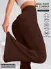 Calça Flare de Yoga com Rosca Tk Estilo Europeu e Americano para Mulheres, Cintura Alta, Controle de Barriga, Levemente Flare, Calça Longa Esportiva Fitness