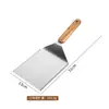 Espátula de cocina de acero inoxidable con mango de madera, espátula para teppanyaki, espátula para bistec, espátula para panqueques, espátula para pizza, utensilio de cocina para sartenes antiadherentes