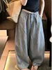 ¡Muy recomendable! Pantalones grises holgados con caída y pierna curva para mujer, estilo perezoso de verano ins, pantalones tipo globo holgados y que estilizan