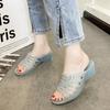 Pantuflas de Mujer de Cuña para Exteriores Listas para Usar para Mujer Verano Nuevas Pantuflas de Mujer Sandalias de Plástico Mamá Sandalias de Gel Antideslizantes