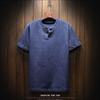 Camiseta de Verano Estilo Lino Manga Corta para Hombre Casual Holgada para Hombre Estilo Chino Vintage Algodón y Lino Estilo Cuello en V Camiseta Moda Hombre