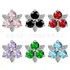 Titanio Crea Todas las Cosas Nuevas Producto F136 Aleación de Titanio Flor de Tres Pétalos Color Súper Brillante Bloques de Color Pendientes de Zirconia con Rosca Interna Joyería para Perforación Cabeza