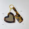 Novo Espelho de Maquiagem Coração Chaveiro Textura Retrô Flor Bolsa Carro Pingente Pente de Cabelo DIY Joia