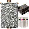 Manta multifuncional, dibujada a mano, en blanco y negro, para uso doméstico, adecuada para siestas, venta al por mayor, con dibujos lineales, diseños casuales, DIY y creativos