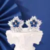 Moda Coreana Novos Brincos de Estrela do Mar com Zircônia Branca e Azul para Mulheres, Elegantes e Versáteis de Alta Qualidade para Redes Sociais, Atacado de Brincos de Estrela