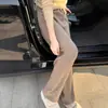 Pantalones de Punto Trenzado de Cachemir de Moda Pierna Ancha para Mujer Otoño Invierno Cálidos Sueltos de Cintura Alta Sensación Vertical Rectos Casuales Largos