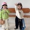 Suéter de otoño para niños y niñas, camisa de manga larga estilo coreano con estampado de gofres, cuello redondo, venta al por mayor