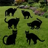 Placa de Jardim Popular Transfronteiriça Gato Preto de Halloween com Olhos Brilhantes, Decoração de Gramado de Jardim ao Ar Livre