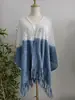 Capa de Punto Tie-Dye Étnica para Vacaciones, Capa Fina con Borlas para Mujer, Cárdigan, Chal Calado Estilo Primavera y Otoño, Blusa, Ropa Exterior