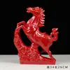 Adornos de Caballo Rojo de Cerámica Par de Reclutamiento Mascota Beicai Inauguración Casa Nueva Sala de Estar Oficina Hogar Adornos