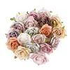 Cabeza de flor de rosa artificial vintage desgastada tela flor de seda materiales para accesorios de pasador de pelo DIY decoración de escena de boda