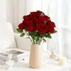 Rosa Vermelha de Veludo Sintético de Alta Qualidade, Haste Única, Material para Buquê de Casamento, Flor Artificial para Decoração de Casa, Vitrine de Hotel