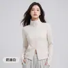 Estilo Nuevo de Otoño Chaqueta con Cremallera y Cuello Alto de Lana y Seda Cálida Agradable a la Piel Top Deportivo Delgado para Yoga