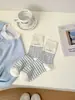 Meias Femininas Estilo Coreano, Meias Listradas Meia-Panturrilha Estilo Mori, Confortáveis e Respiráveis, Novas Meias Slouch de Malha Dupla para Primavera e Verão, Atacado do Fabricante