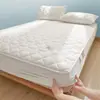 Juego de Sábana Bajera Ajustable de Algodón de Tres Piezas Clase a, Funda Protectora Simmons Acolchada Todo Incluido de Color Puro, Cubre Cama, Cubierta Antipolvo para Colchón