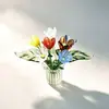 Buquê de Flores de Vidro Coloridas Artesanais Zibo, Flores Artificiais de Vidro, Ornamento de Flores Preservadas Puramente Feito à Mão, Presente de Dia das Mães