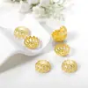 Mia fábrica venta al por mayor accesorios de joyería hechos a mano material diy venta caliente soporte de cuentas metálicas soporte de flor con cuentas sombrero de flor dorado