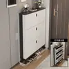 Zapatero ultrafino para entrada de casa, a prueba de polvo, gran capacidad, estilo de puerta abatible, gabinete de entrada de lujo ligero, zapatero simple y moderno