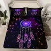 Atrapasueños Morado Misterioso Soñador Hermoso Sábana Ajustable Juego de Tres Piezas Impresión Digital Sábana Ajustable Transfronteriza Juego de Ropa de Cama