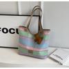 Bolso Tote Tejido a Rayas de Colores para Mujer 2026 Nuevo de Gran Capacidad Bolso de Hombro Moderno Bolso de Verano de Moda para Viajar