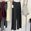 Esenciales Perezosos de Otoño e Invierno Pantalones de Punto de Lana Sin Costuras Pierna Ancha Pantalones Rectos Relajados Pantalones Adelgazantes de Pierna Recta Plegados Hasta el Suelo