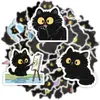 Temu Compra Direta Transfronteiriça de 50 Gatos Pretos de Olhos Grandes Fofos Adesivos de Desenho Animado DIY Capa de Celular Adesivos de Decoração para Mala