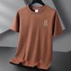 Camiseta de manga corta de algodón grueso de 220 g para hombre y mujer, de verano, holgada, de media manga, de talla grande, moderna, informal, con cuello redondo para estudiantes.