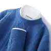 Novo suéter masculino 100% lã para outono e inverno, gola redonda, espessado, tamanho grande, blusa base de malha, suéter de cashmere versátil
