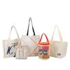 Bolsa tote de lona de dibujos animados portátil personalizada de gran capacidad respetuosa con el medio ambiente de un solo hombro estilo ins bolsa de lona portátil patrón personalizado
