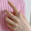 Anillo de Zirconia Rosa con Forma de Corazón Dulce y Fresco para Mujer, Estilo Coreano, Moderno y Elegante, Nuevo Anillo Abierto con Forma de Corazón para Dedo Índice, de Moda